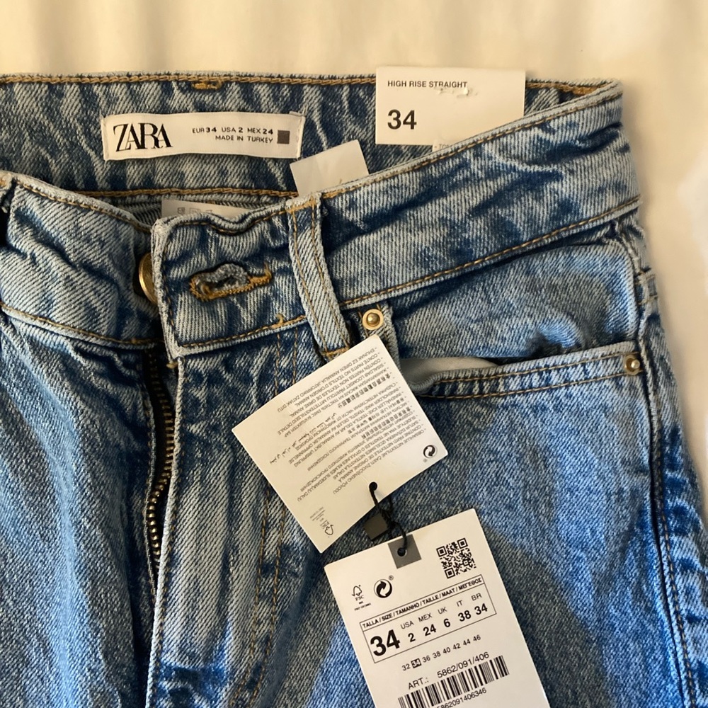 zara high rise straight jeans